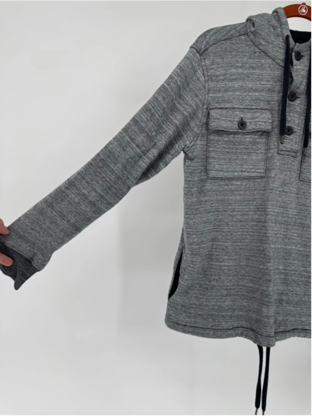 RVCA Men's Gray Black Hoodie Sweatshirt S